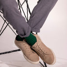 Swole Panda Racing Green Bamboo Socks Green model front view