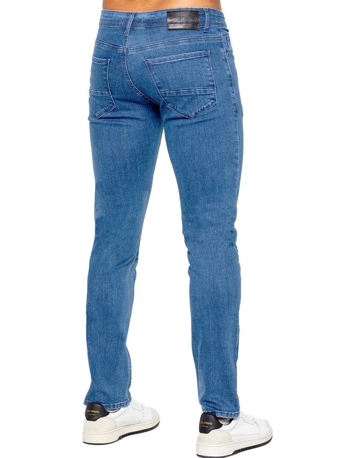 EM629 Light Stone Wash Tapered Jean-Back view