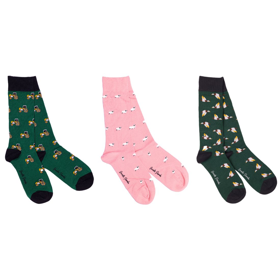  One pair each of Tractors, Sheep and Grouse socks. 