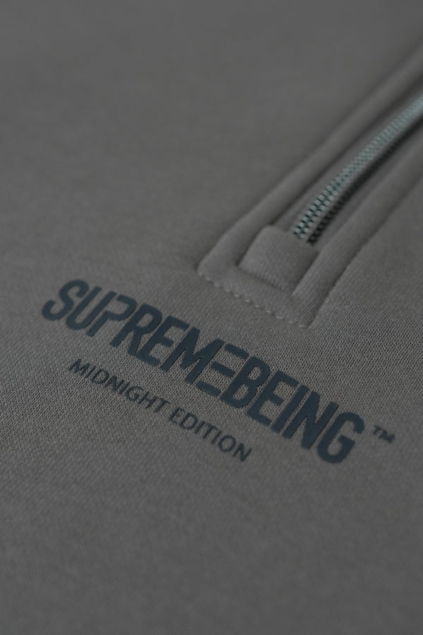 Titan quarter-zip sweatshirt chest logo and zip detail in Taupe