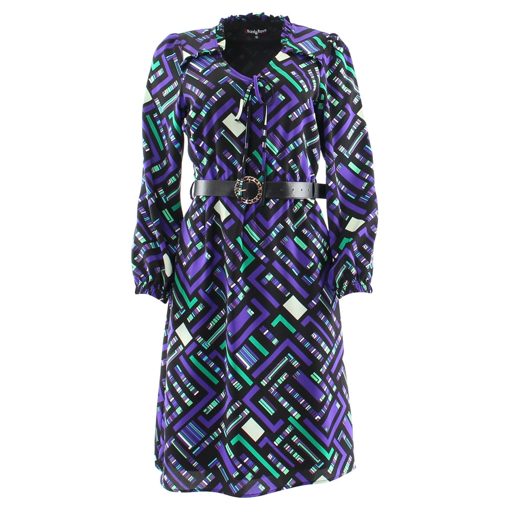 Ladies Andrea Dress - Purple-Ghost Front View