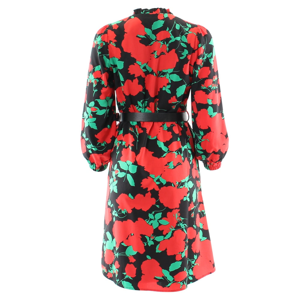 Ladies Andrea Dress - Red Floral-Back View