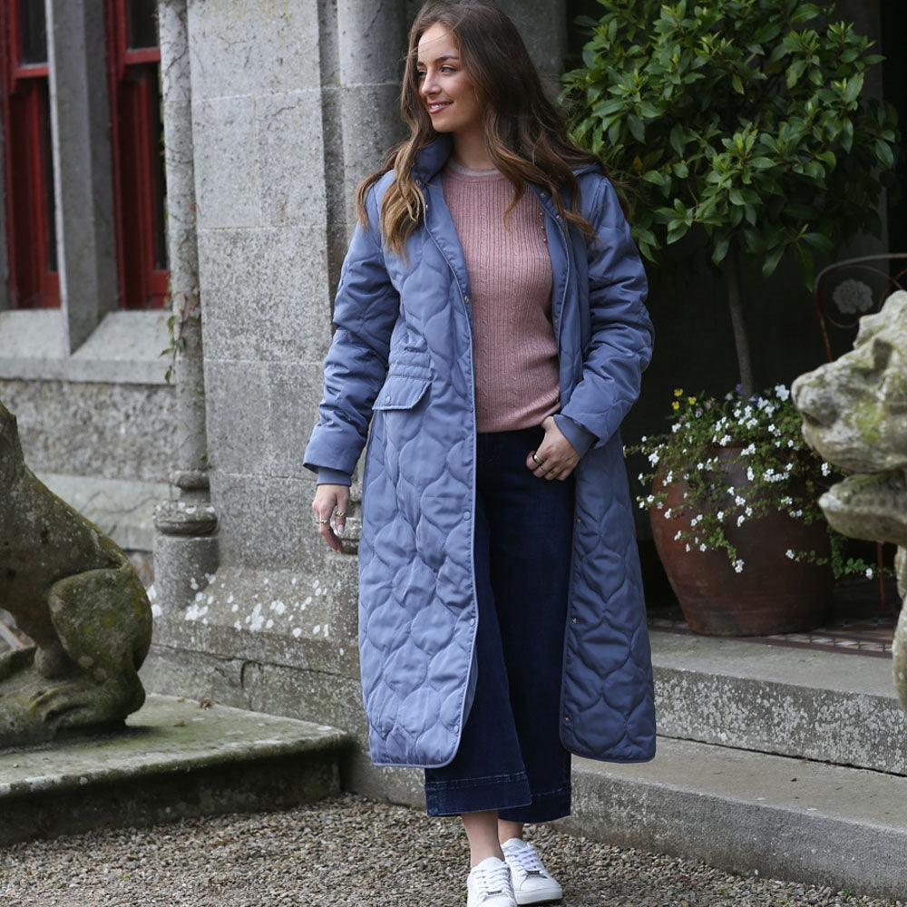 Ladies Catriona Coat - Denim-Model Side View