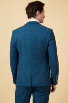 MARC DARCY Dion Tweed Herringbone Blazer by Marc Darcy Blue back view