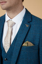 MARC DARCY Dion Tweed Herringbone Blazer by Marc Darcy Blue side view