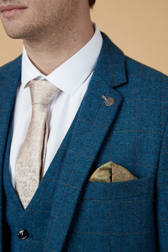 MARC DARCY Dion Tweed Herringbone Blazer by Marc Darcy Blue side view