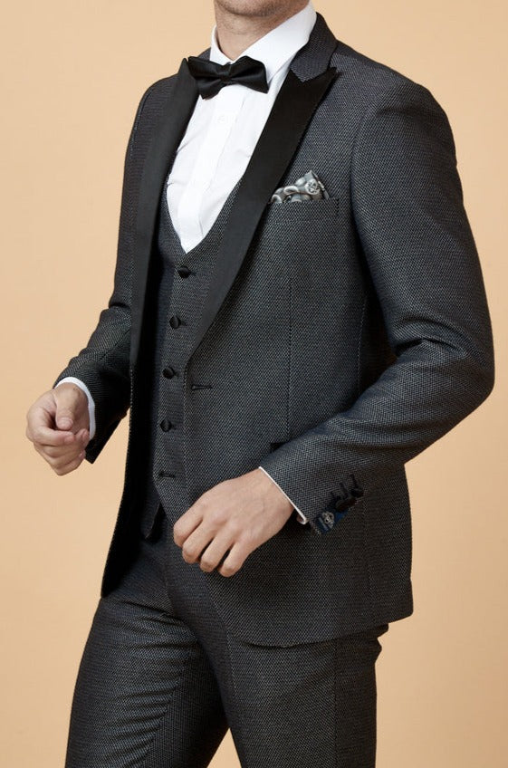 Spencer Charcoal Grey Tux Lapel Blazer