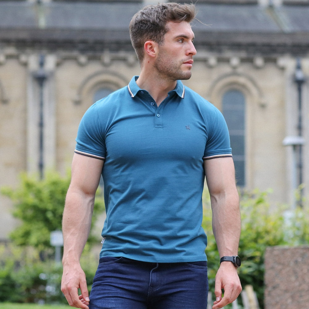 Mens teal polo sale