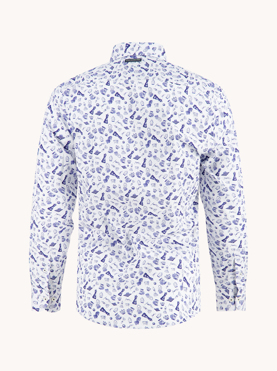 Men's Long Sleeve Shirt With Chess Pattern-Back View