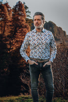 A Fish Named Fred Long Sleeve Shirt With Guitar Pattern-Off White Off White front view