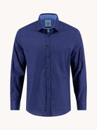 A Fish Named Fred Long Sleeve Navy Shirt With Wagon Pattern Navy front view