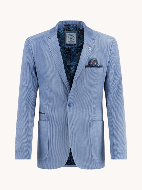 A Fish Named Fred Jeans Blue Rib Cord Blazer Jeans Blue front view