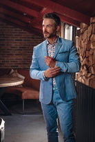 A Fish Named Fred Jeans Blue Rib Cord Blazer Jeans Blue detail view