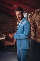 A Fish Named Fred Jeans Blue Rib Cord Blazer Jeans Blue back view