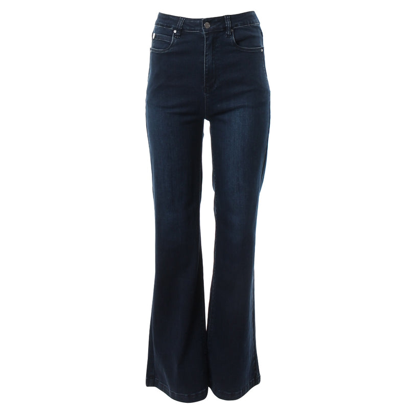 Percy Wide Leg Jean - Deep Indigo-Ghost Front View