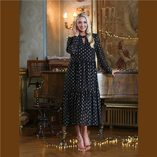 RANT & RAVE LADIES Lia Midi Dress - Black Black model front view