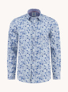 A Fish Named Fred Long Sleeve Flower/Lines Cobalt Shirt Cobalt front view