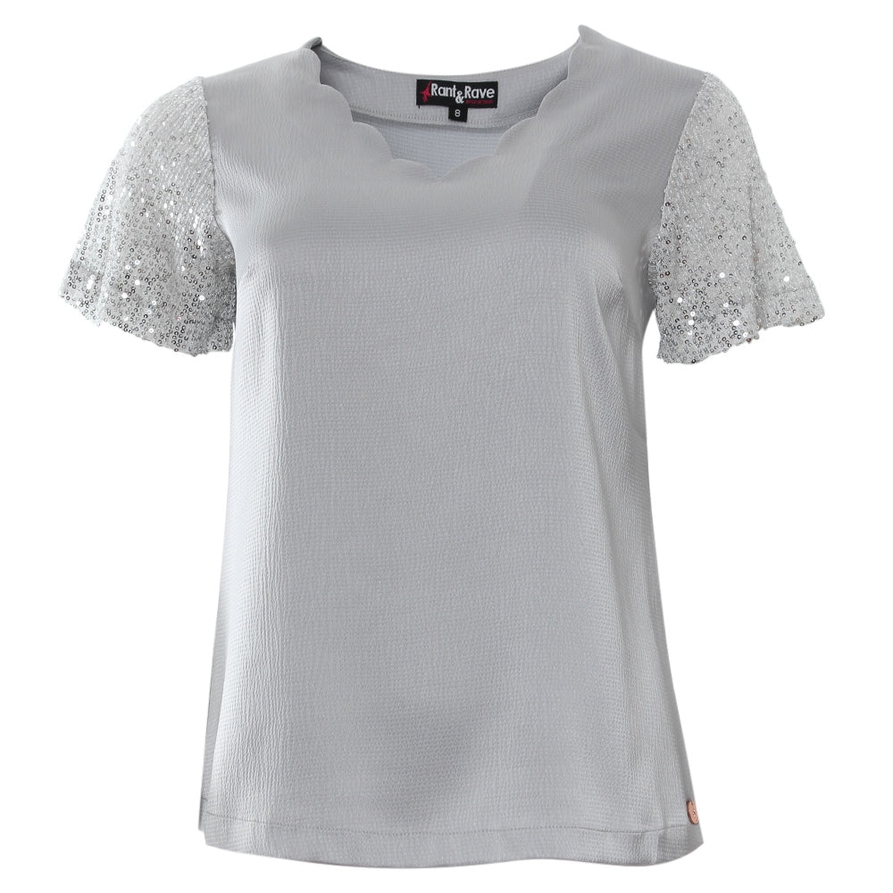 Ladies Clara Top - Silver-Front View