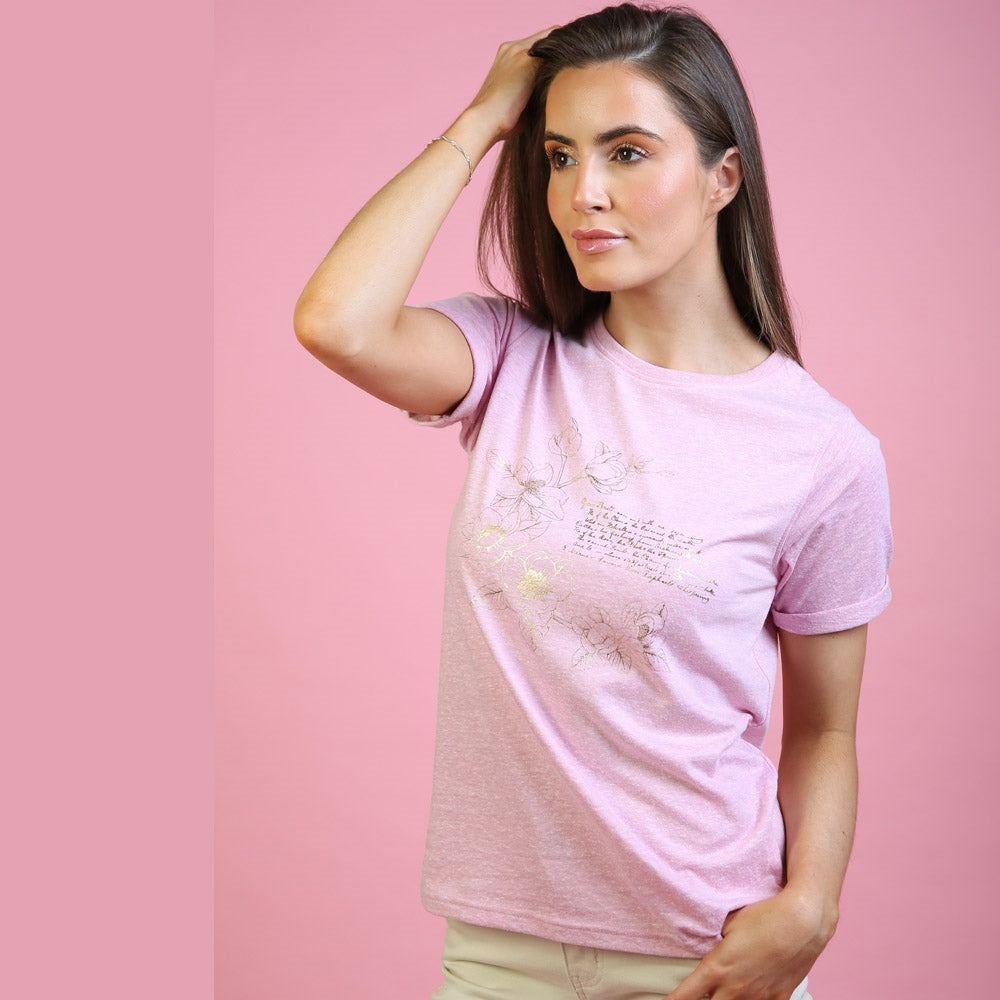 Ladies Eimear Pink T-Shirt-Model Front View 2