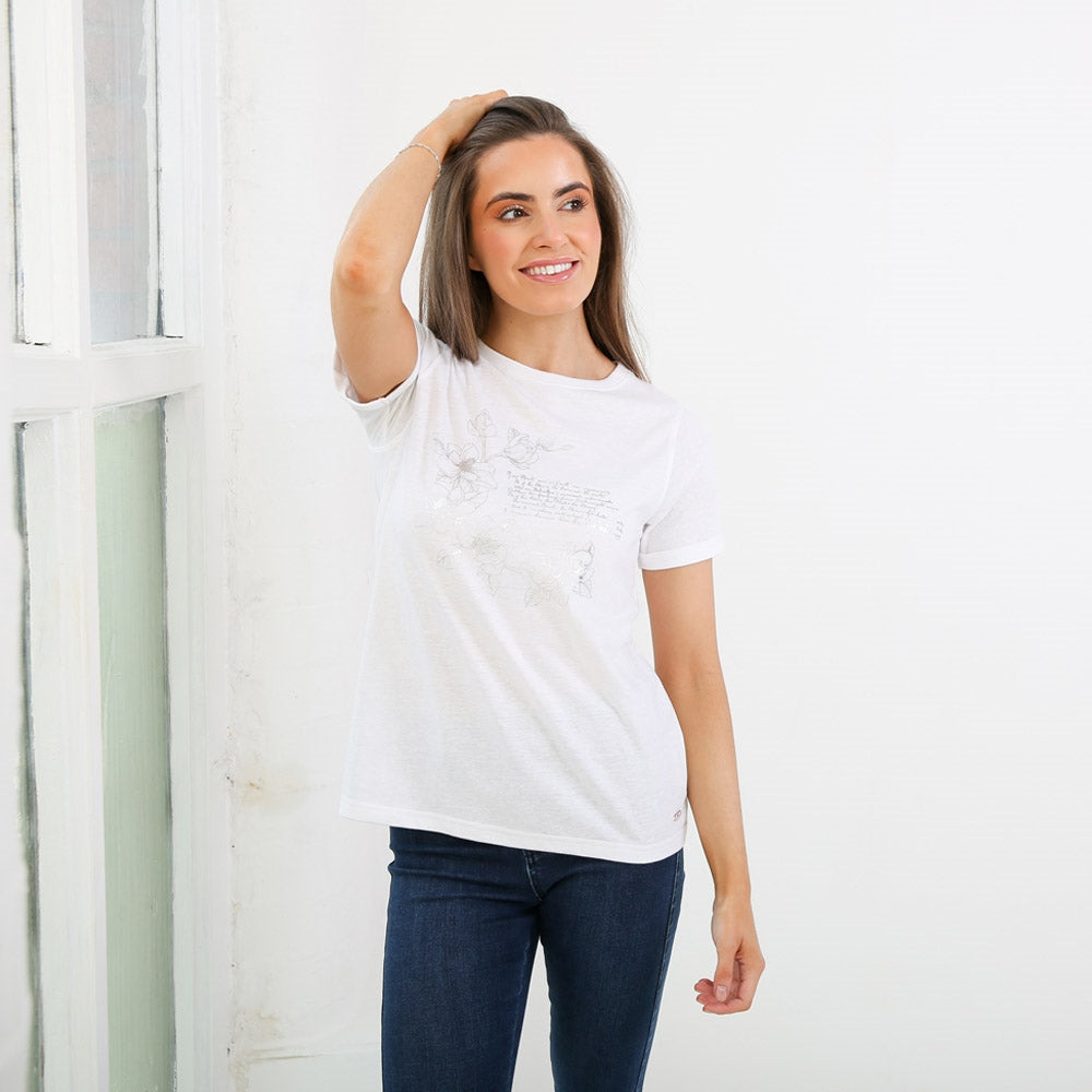 Ladies Ladies Eimear White T-Shirt--Model View 2