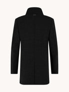 A Fish Named Fred Funnel Neck Coat in black, back view