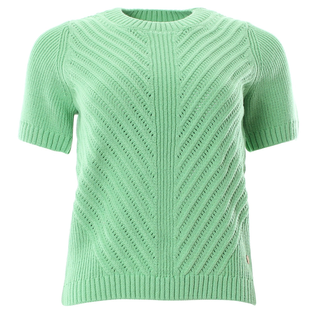 Ladies Clodagh Short Sleeve Knit - Green-Ghost Front View