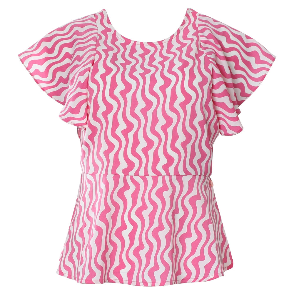 Ladies Polly Top - Pink-Front View