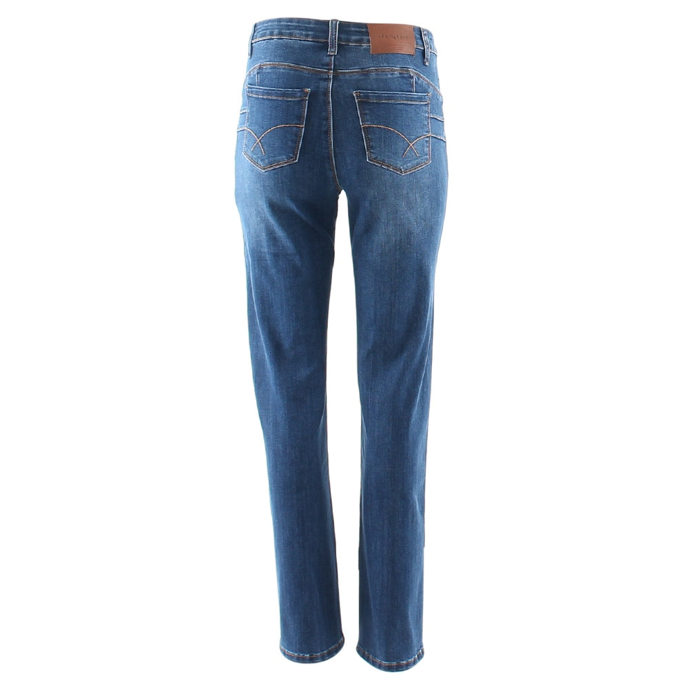 Ladies Chris Straight Leg Jeans - Mid Blue-Back View