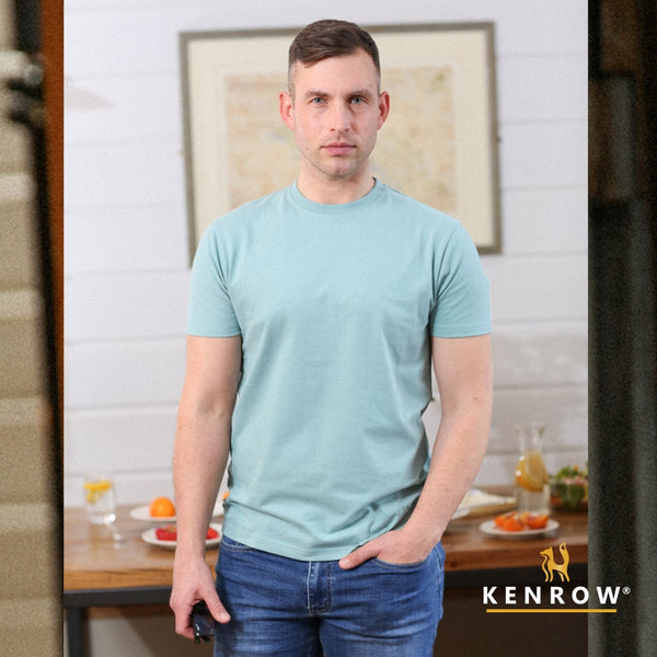 Men's Ken Teal Tee-Model Front View