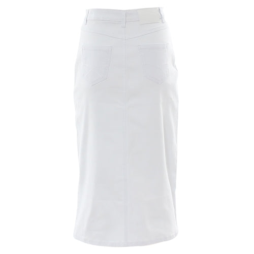Ladies Ragan White Denim Skirt-Back View