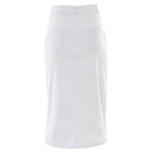Back view of white denim skirt