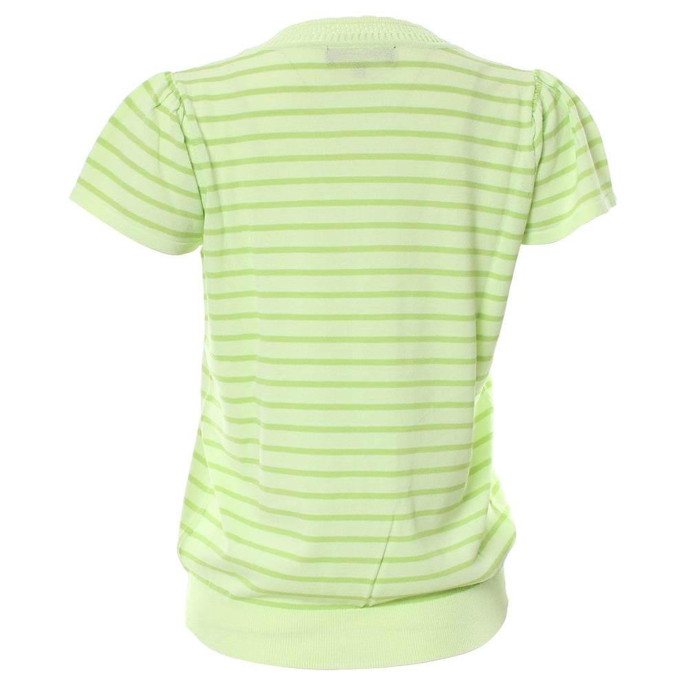 Ladies Eden Lime Stripe Short Sleeve Knitted Top-Back View