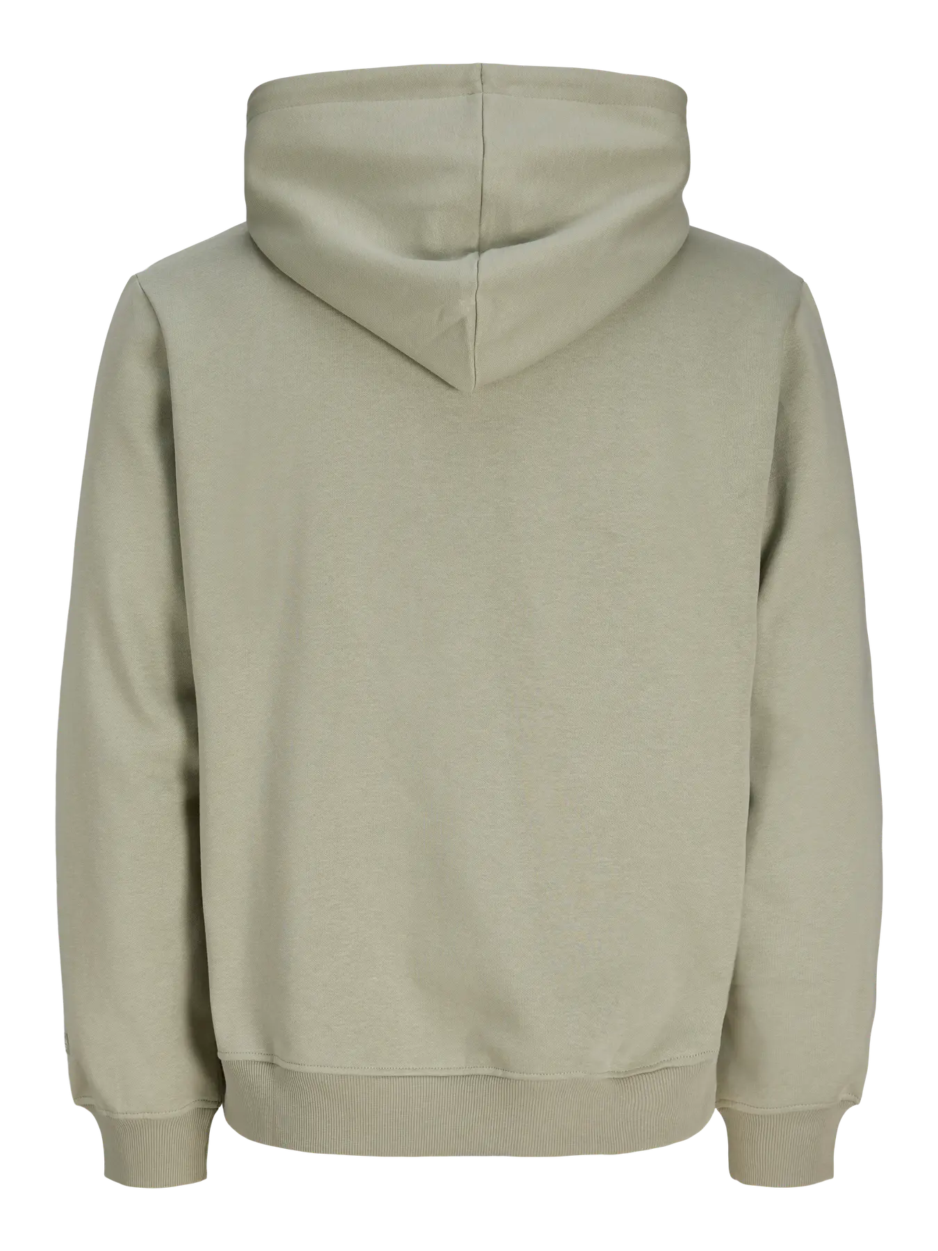 Beige hoodie shown from the back on a white background