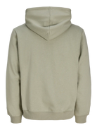 JACK JONES ORIGINALS Catskills Square Branding Hoodie-Seagrass Seagrass model front view