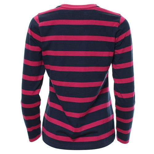 Ladies Relax & Renew Demelza Long Sleeve Tee - Navy/Cerise-Back View