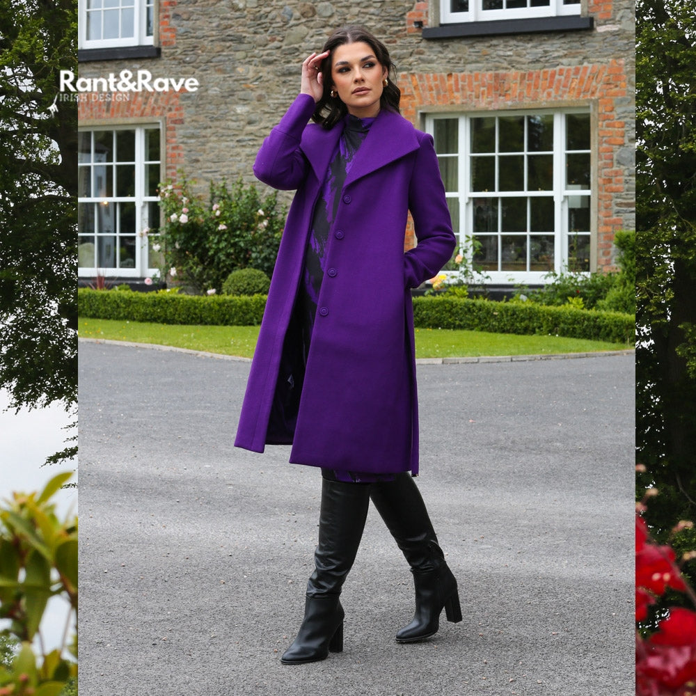 Ladies Bernie Purple Coat-Model Front View