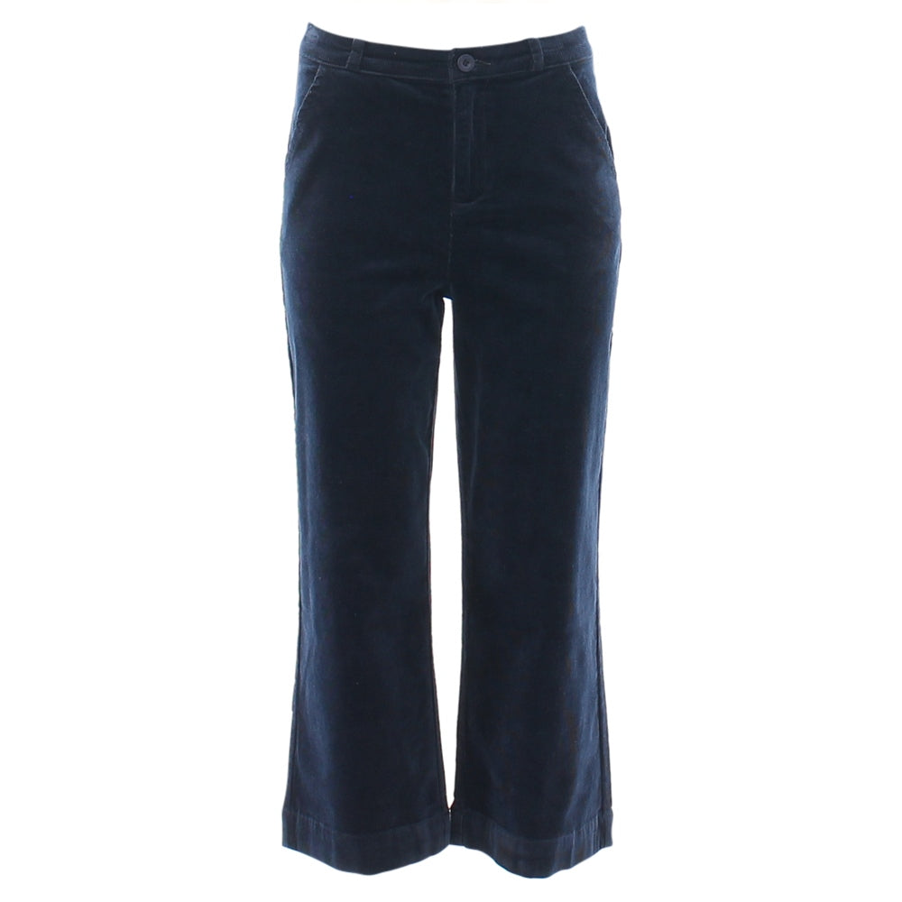 Ladies Judith Wide Leg Crop Navy Cords-Front View