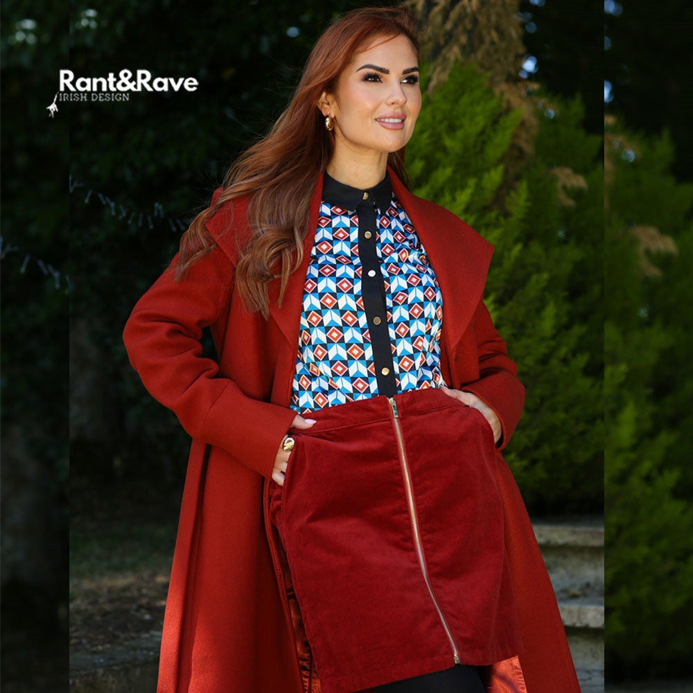RANT & RAVE LADIES Kelila Rust Skirt RUST front view