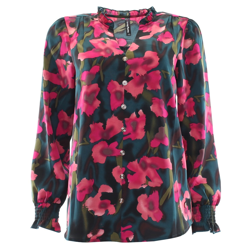 Ladies Hayley Magenta Blouse-Ghost Front View