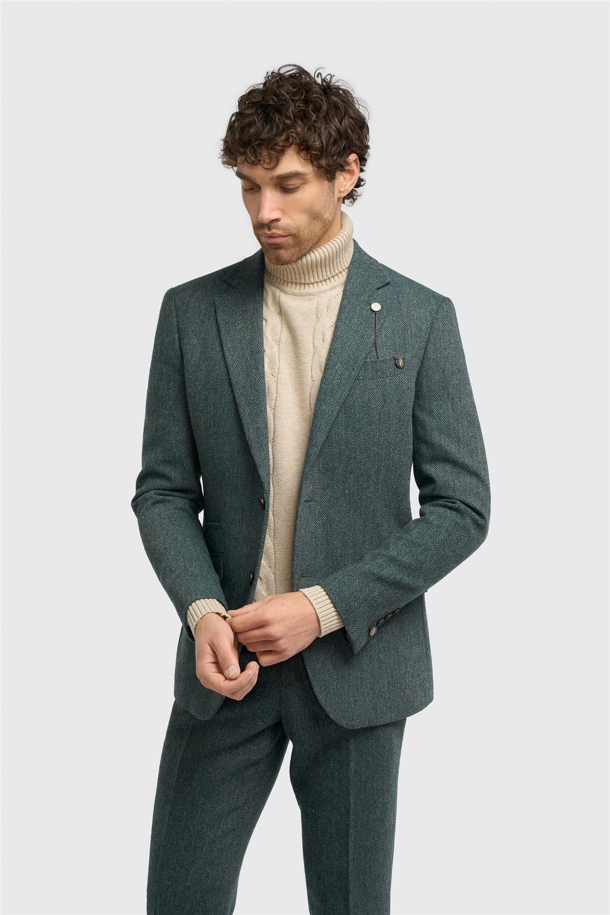 House of Cavani Thomas Lush Olive Blazer Lush Olive front view