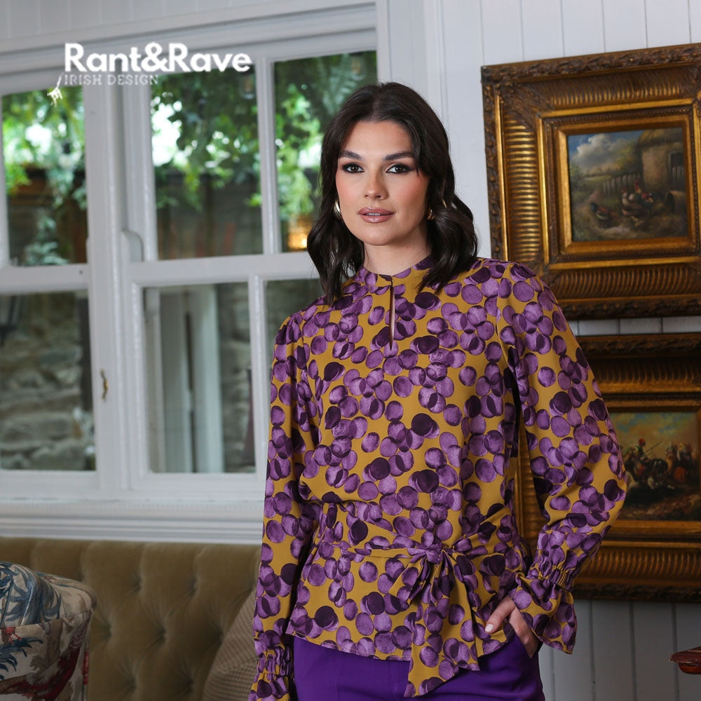 Ladies Reva Purple Blouse-Model Front View