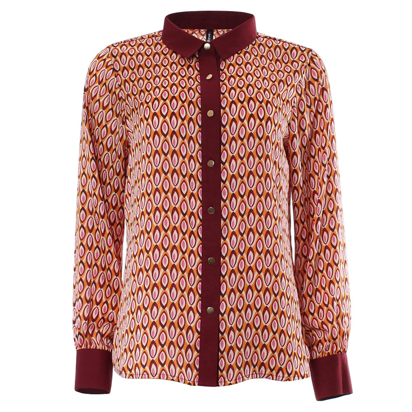 Ladies Susanna Burgundy Shirt-Ghost Front View