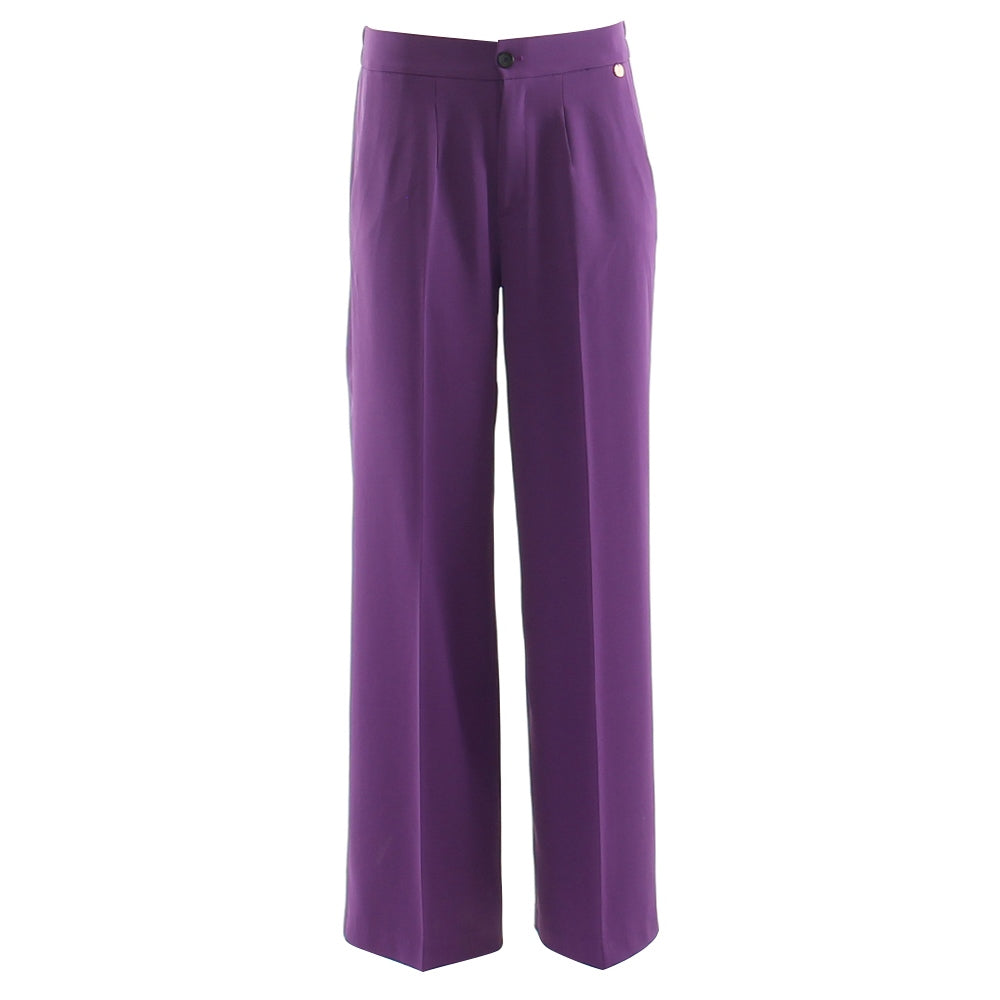 Ladies Sally Wide Leg Purple Trousers-Ghost Front View