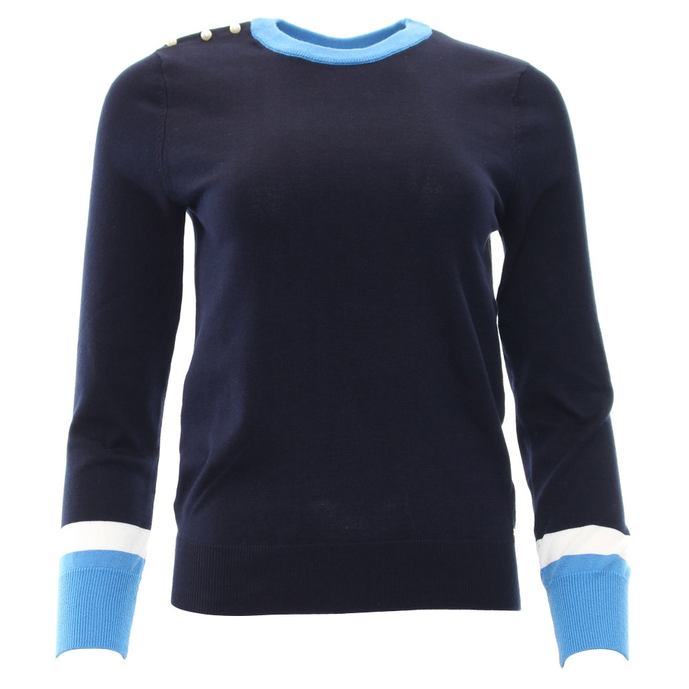 Ladies Connie Navy Jumper-Ghost Front View