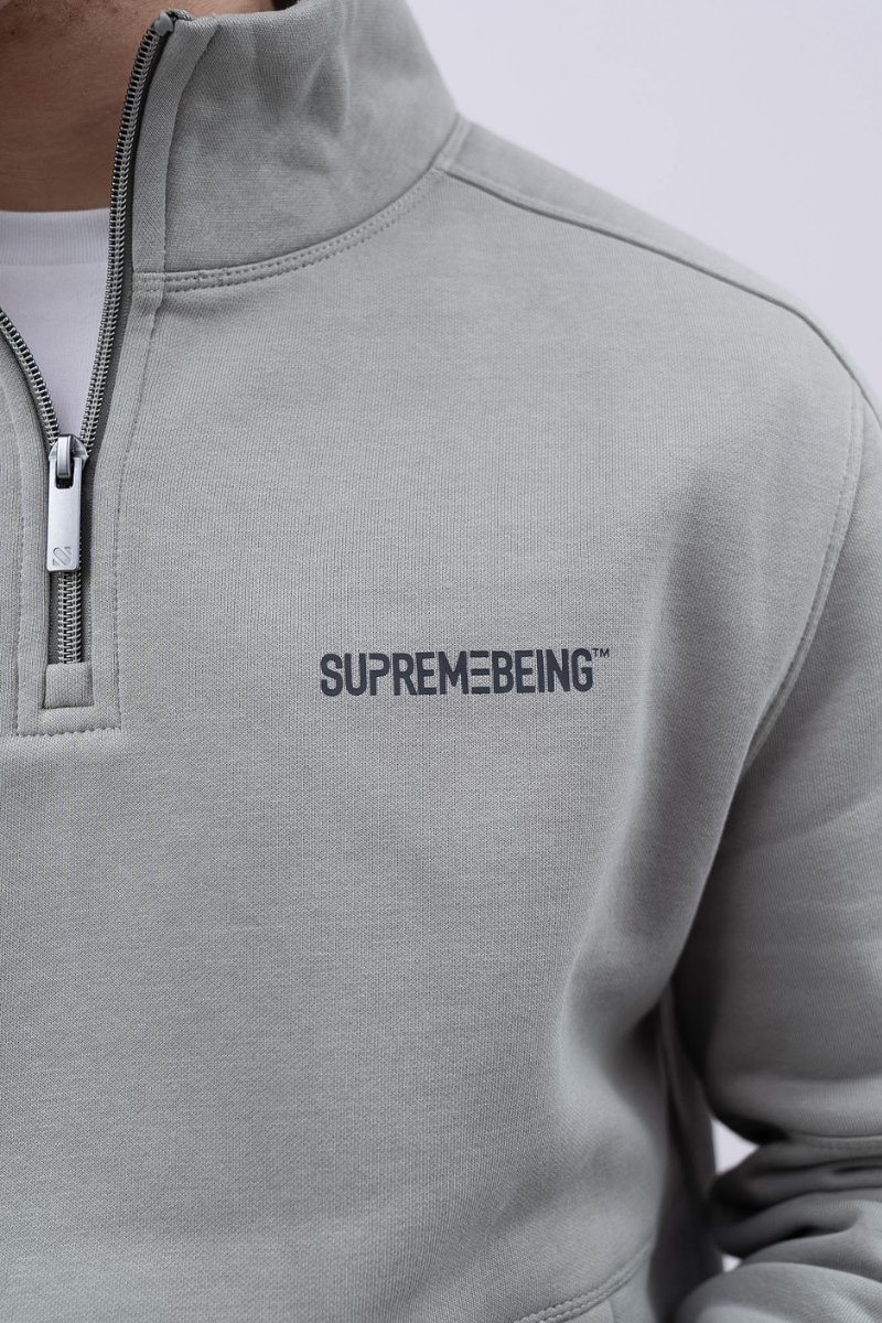 Men's Rico Soft Green 1/4 Zip-Chest Logo View