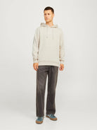 JACK JONES PREMIUM Archie Sweat Hood-Moonbeam Moonbeam model front view