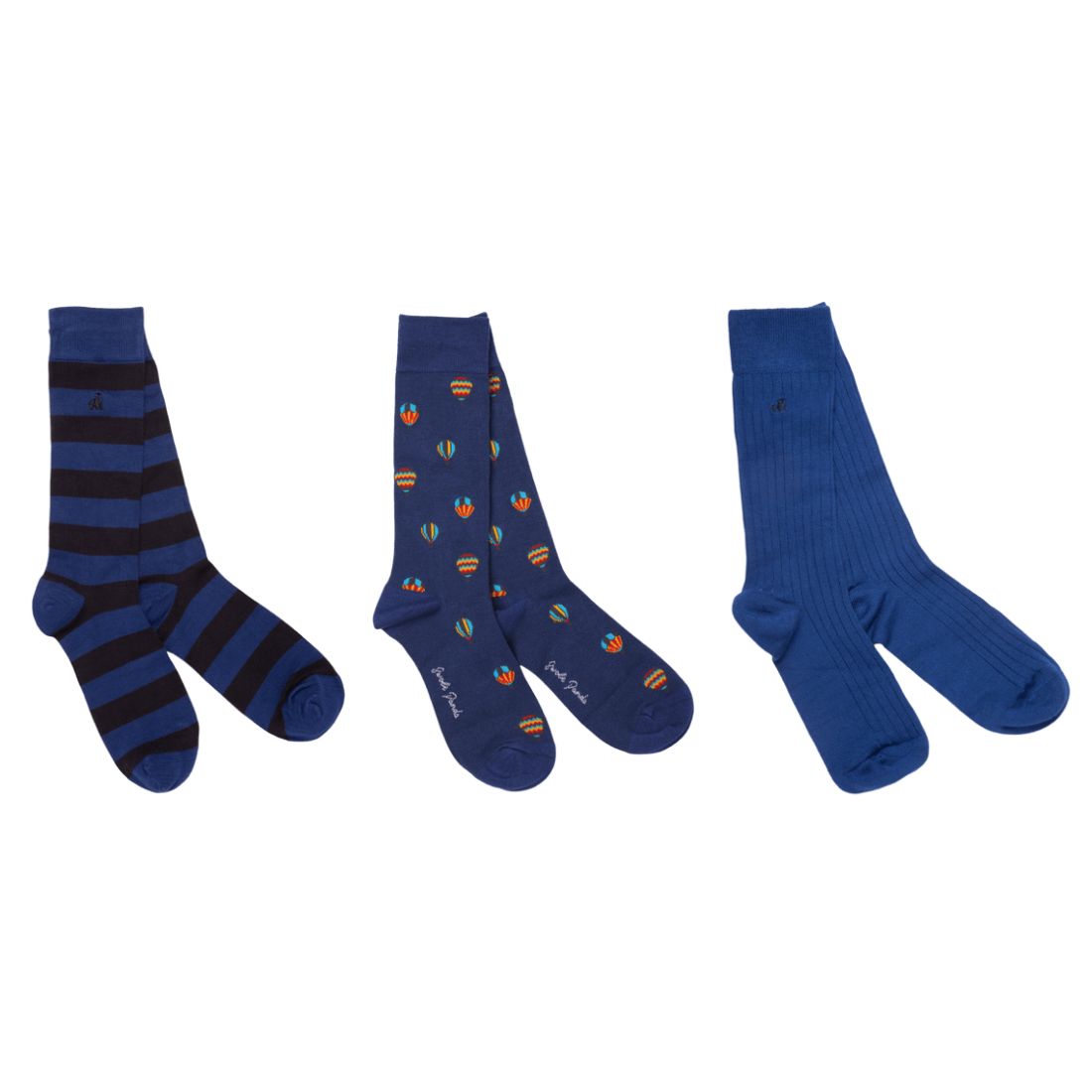 Hot Air Balloon 3 pairs of socks on a white background