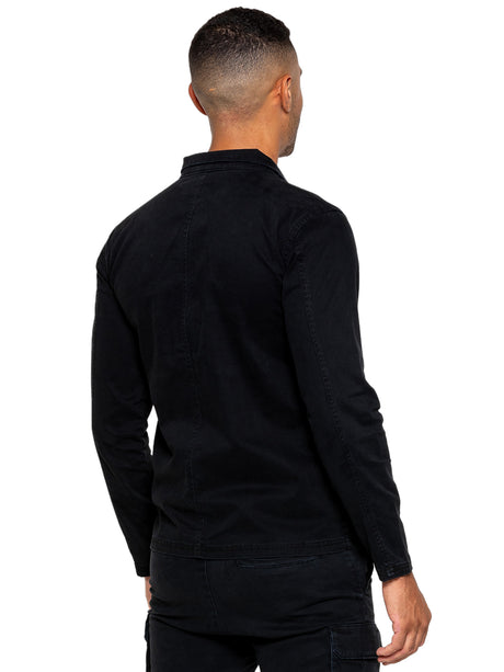 Nova Black Cargo Overshirt Jacket-Back view