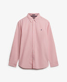 SUPERDRY Classic Oxford Long Sleeve Shirt-City Pink Chambray City Pink Chambray back view