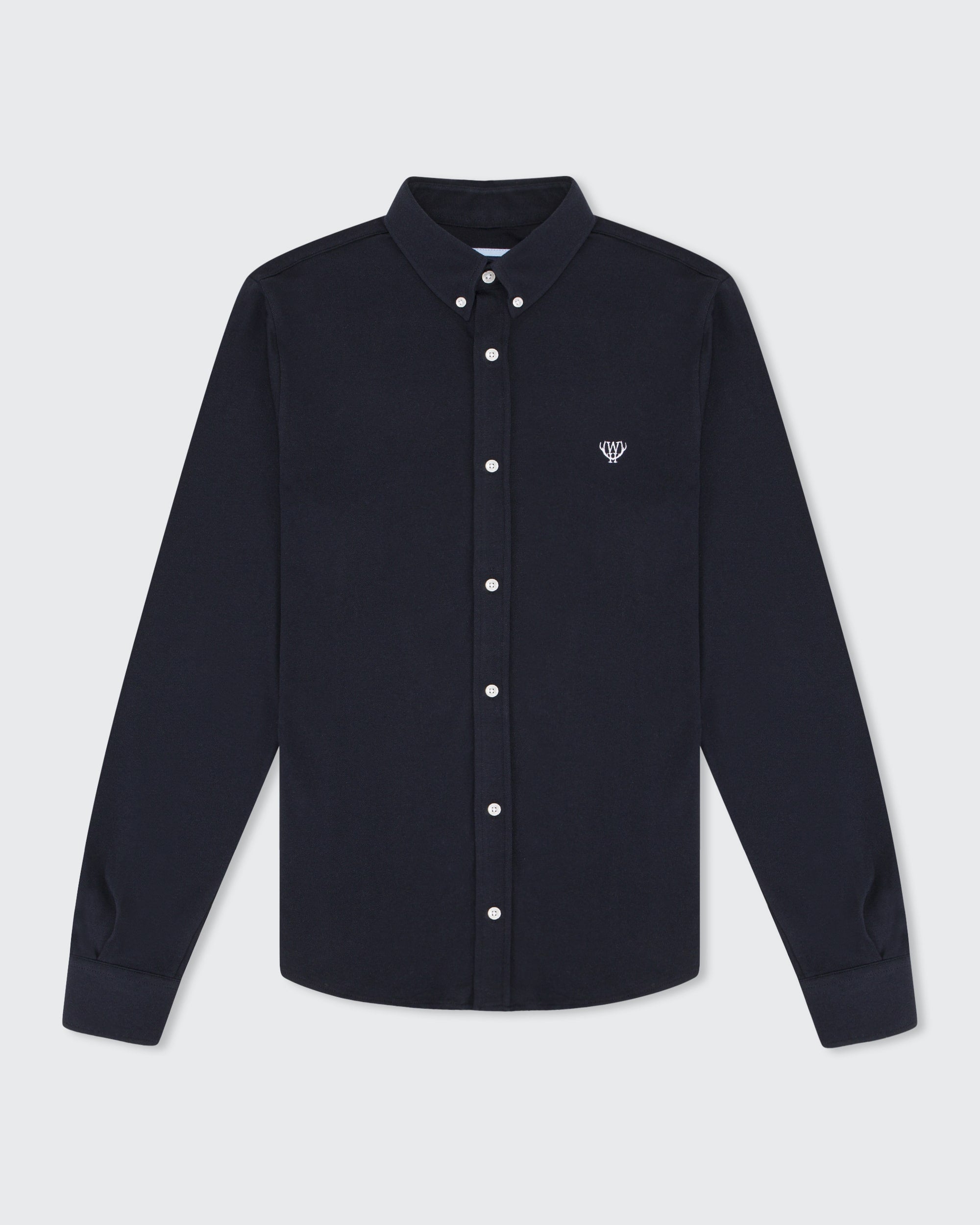 Pique Stretch Navy Shirt-Front view